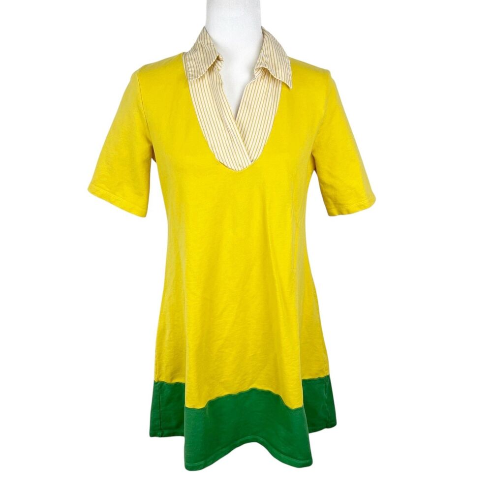 Everybody Everywear Dress Women Large Yellow Collared Shirt Dress A-Line Casual